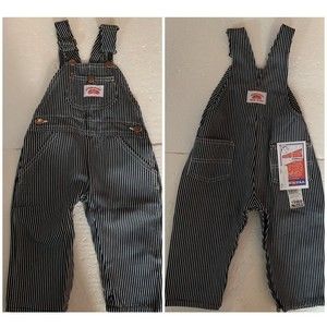 Round House Overalls Kids 18 Mos Stripe Sanforized Button Denim Made in USA NEW